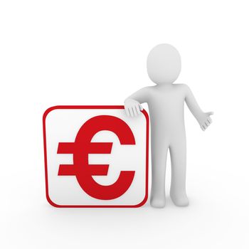 3d man human euro red money business finance