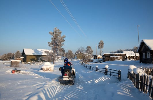 North Village. Winter landscape. Karelia