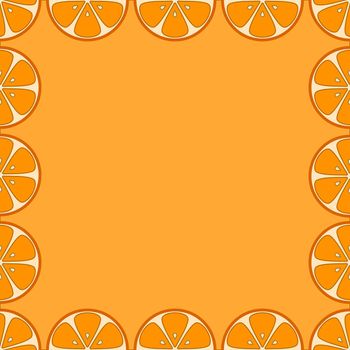 Abstract vector background, frame from fruits, segments of oranges
