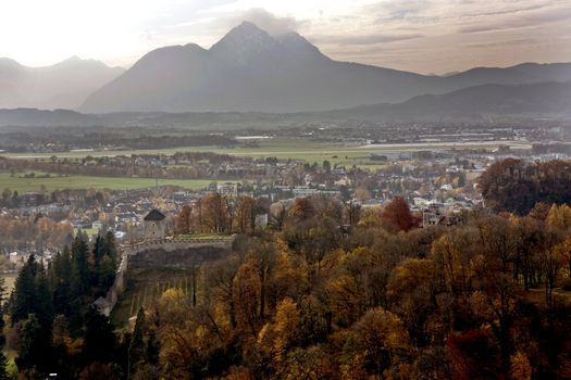 View to Salzburg and the mountains around 