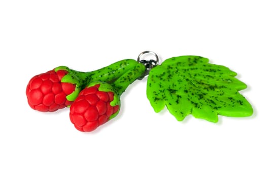Pendant-raspberry. Plastic clay isolated on white with clipping path