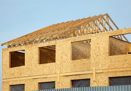 Second floor and roof of a new house during construction