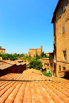 The View From The Tiled Roof of The Historic Center of Siena