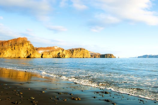 landscape of silent ocean on Kamchatka in Russia