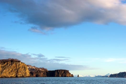 landscape of silent ocean on Kamchatka in Russia