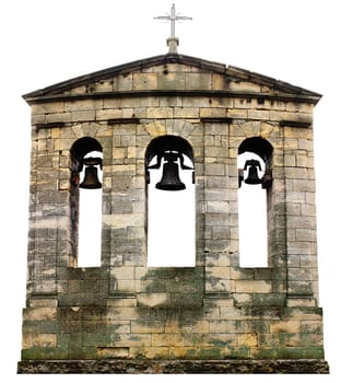 Old Catholic Christian belfry. The old bell in the bell tower.