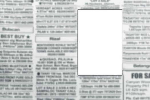 blank advertisement in a classified ads in a newspaper - put your text on white.