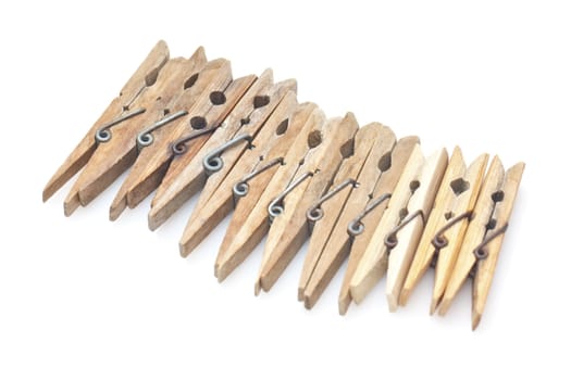 Clothespins isolated on white background