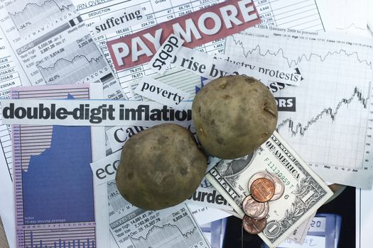 Stock Market and potato - concept for inflation and weak economy.
