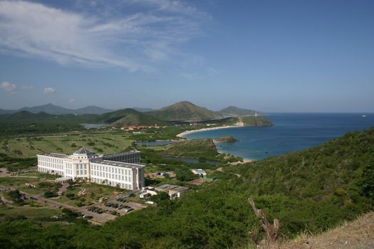 Bay with development on Isla de Margarita in Venezuela