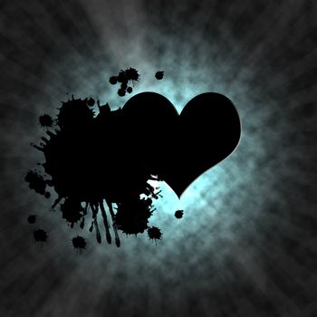 cool shining heart effect with rays of light and splatter
