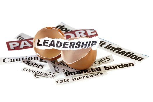 Leadership on top of a hatched egg - meataphor for solving problems.