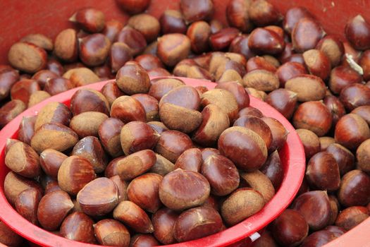Chestnut being sold in the street of korea.