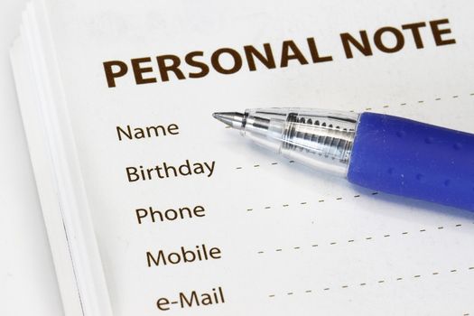 Personal information to be fill in - many uses for business.