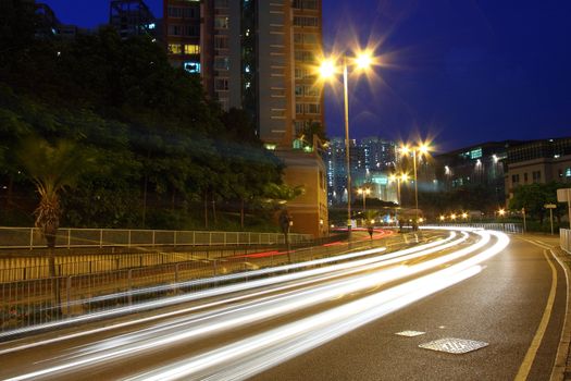 Traffic in city at night