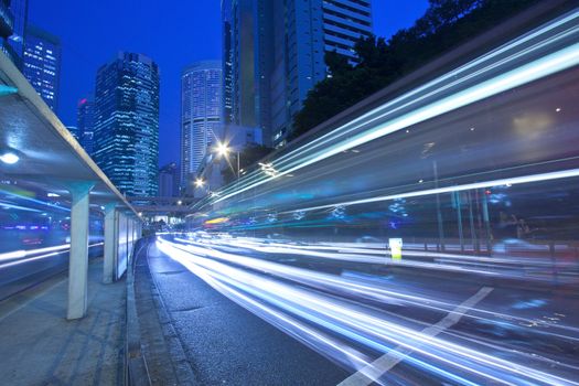 Traffic in city at night in blurred motion 