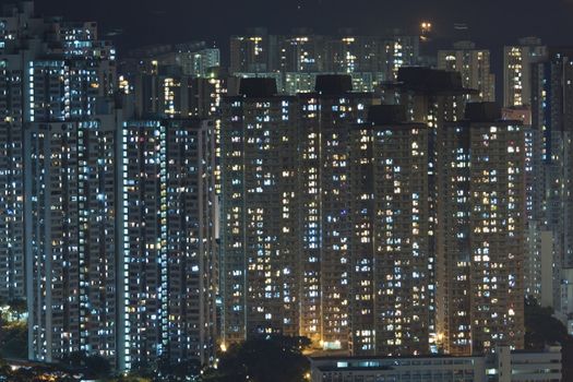 Hong Kong crowded apartments at night - The feeling of "Under the Lion Hill"