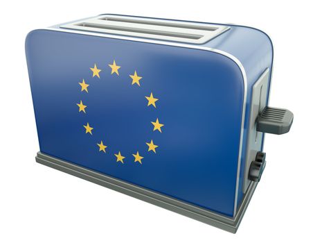 EU themed toaster. 3D render.