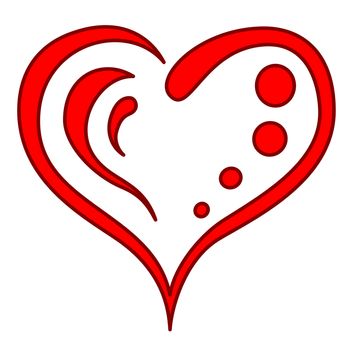 Red heart, silhouette. Symbolical sign on love and friendship