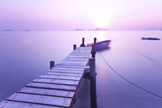 Sunset pier with purple mood