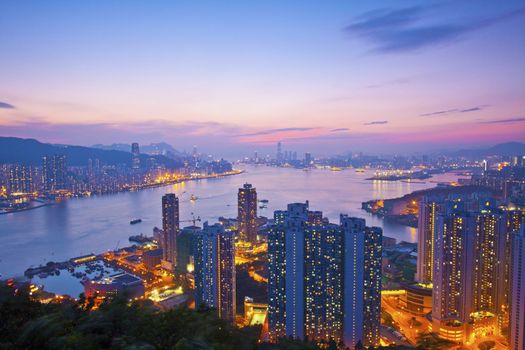 Hong Kong night view from hilltop