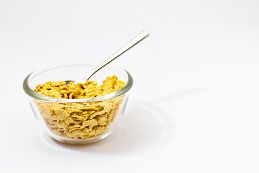 Corn flakes in a bowl-healthy light breakfast