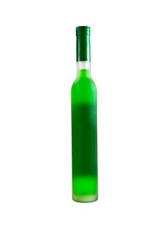 Green wine bottles isolated on white.