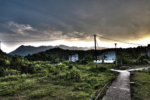 Village in countryside of Hong Kong, HDR image.