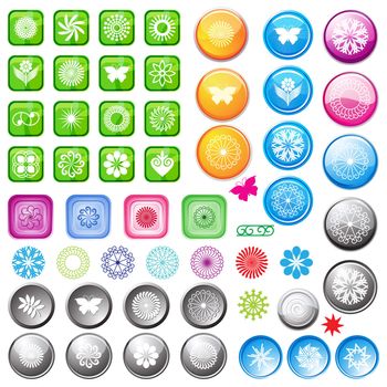 collection of button in varies colors at different circle