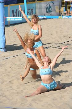 Beach volleyball dancers at the finals of the Dutch championship beach volleyball