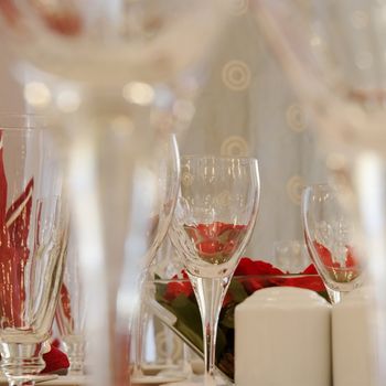 glass on table - shallow dof with focus on center wineglass