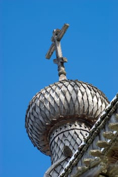 dome wooden church,The Old-time wooden church. 