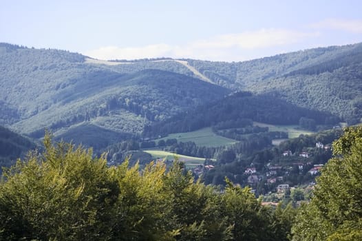 beautiful view of polish village in mountains