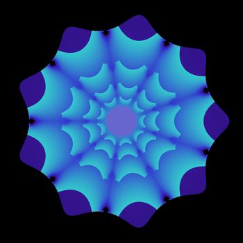 An stylized floral fractal done in cool shades of blue and purple.