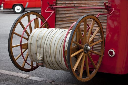 Old vintage fire engine detail 