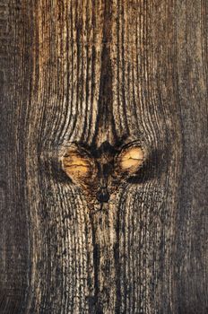 Close up of weathered wooden background with knots