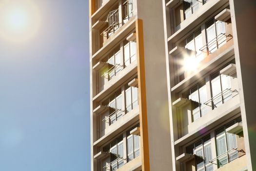 new apartments building and blue sky as a background 