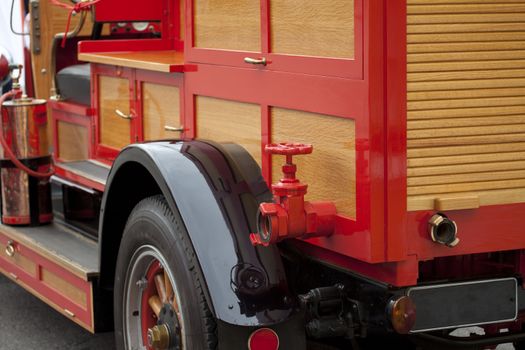 Old vintage fire engine detail 