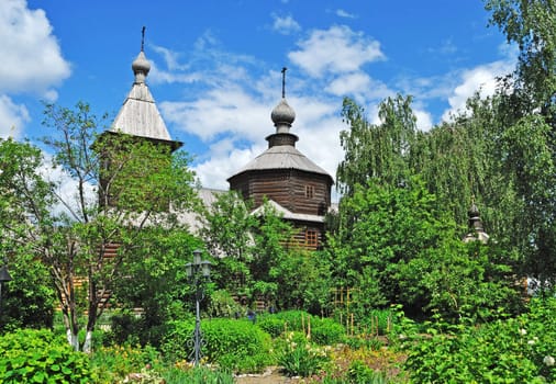 Ancient wooden church of Sergey Radonezhsky in Holy Trinity Monastery (18 century) of Murom city, Vladimir 

region, Russia