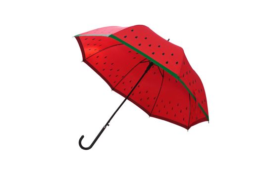 Red umbrella beautiful, isolated on a white background.