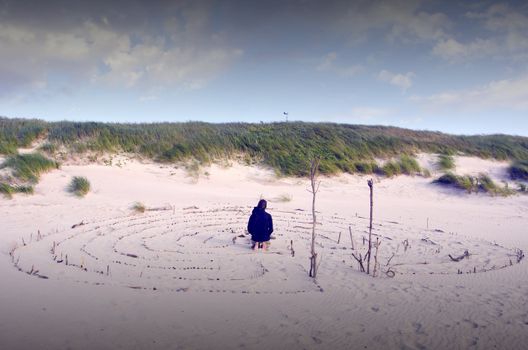 meditation time on the summer sea beach