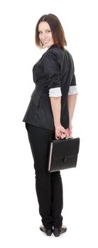 office manager, a young woman on a white background