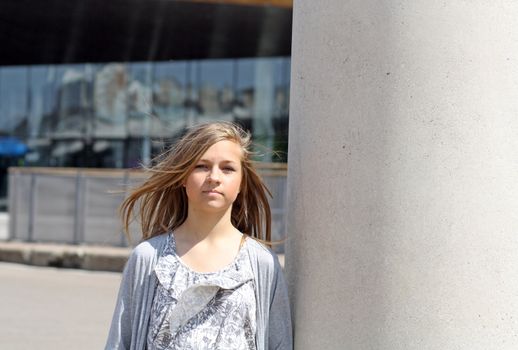 a stunning teenage girl at cardiff bay wales uk