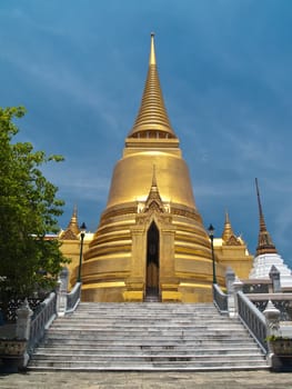 Phra Sri Ratana Chedi in Temple of The Emerald Buddha (Wat Phra Kaew), Bangkok, Thailand