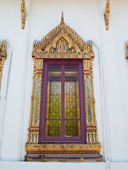 Window of Hor Phra Nak in Temple of The Emerald Buddha (Wat Phra Kaew), Bangkok, Thailand