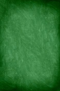 close up of empty school chalkboard / green blackboard. Great texture. Photo.