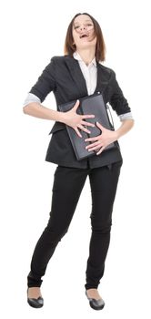 office manager, a young woman on a white background