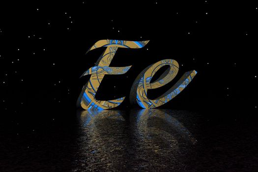 letter e blue and yellow