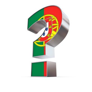 metallic question mark with the portuguese flag on the front
