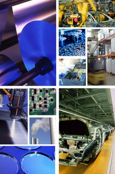 collage of industrial production pictures